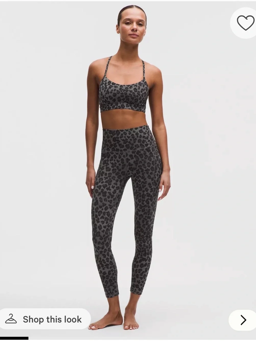 Lululemon cheetah Align 25” and y sports bra.